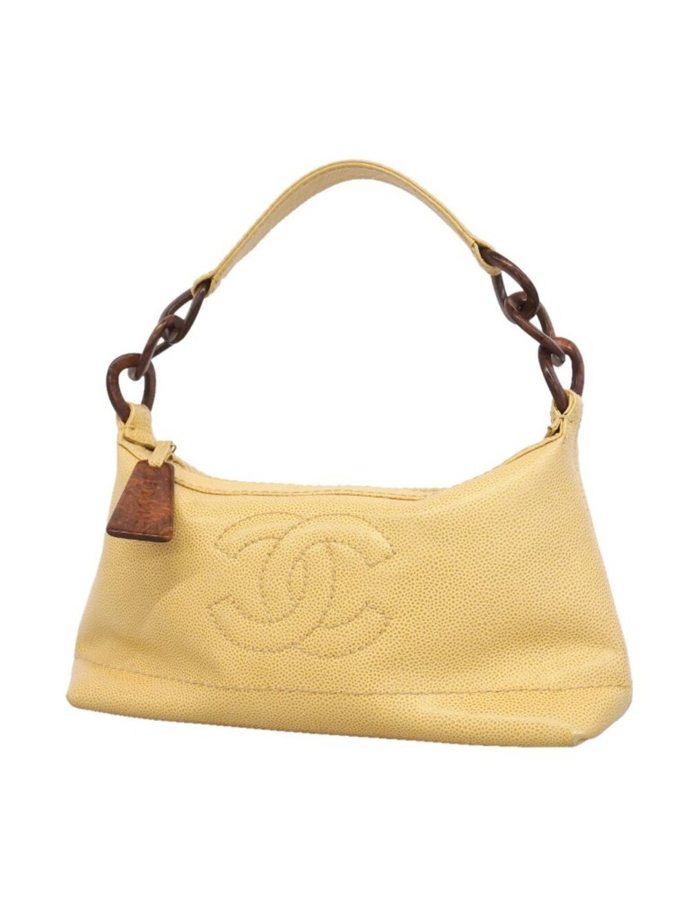 Chanel Handbag Caviar Leather Beige Gold